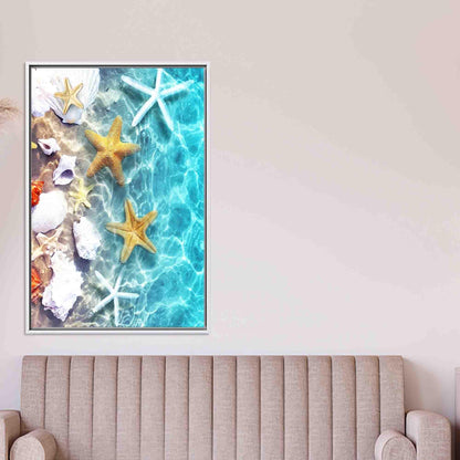 Blue Boho Tropical Landscape Starfish Canvas Print