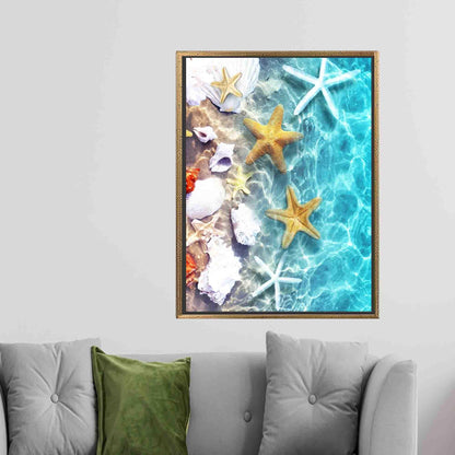 Blue Boho Tropical Landscape Starfish Canvas Print