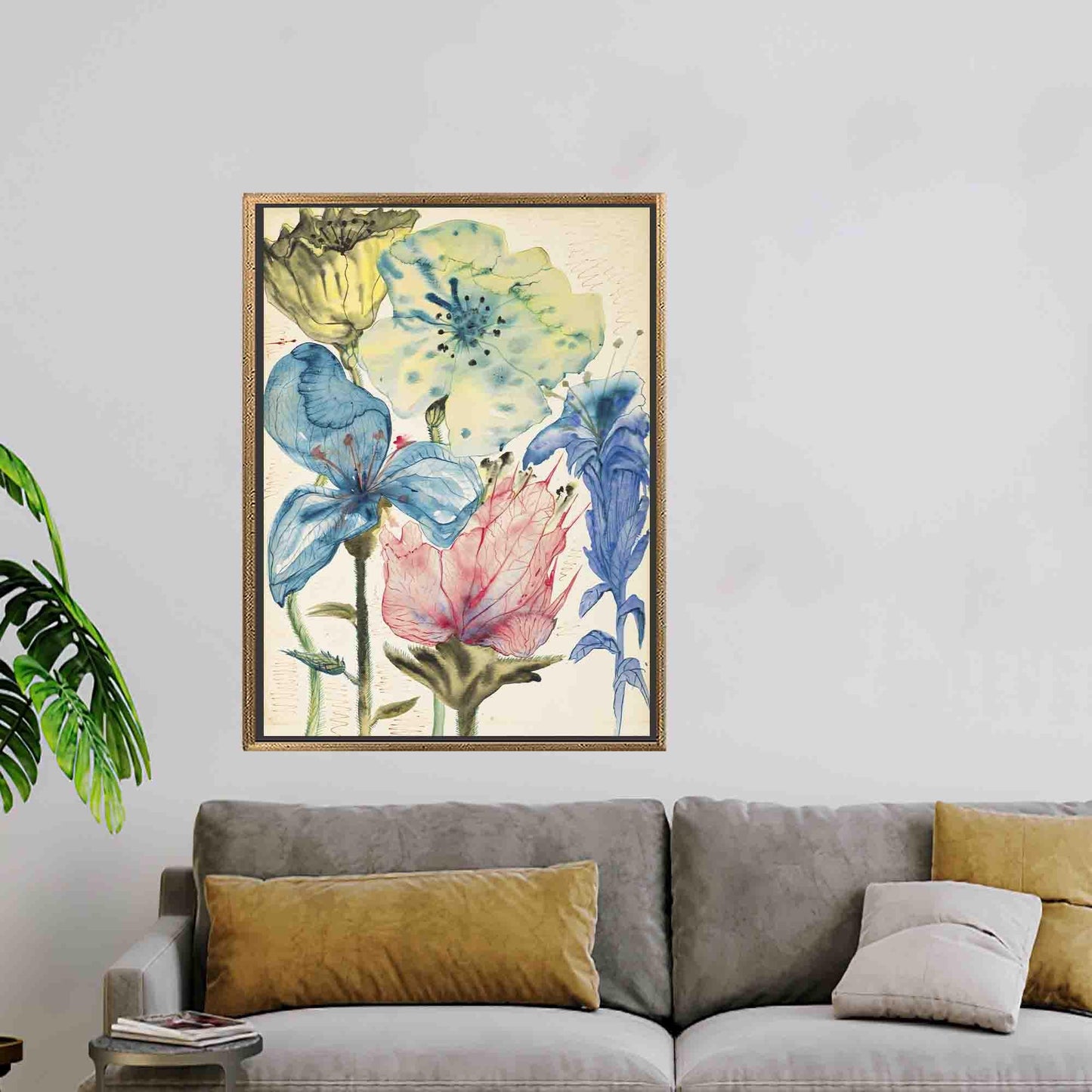 Elegant Floral Canvas Wall Art - Printed Canvas Decor for Home, Personalized Wedding Gift