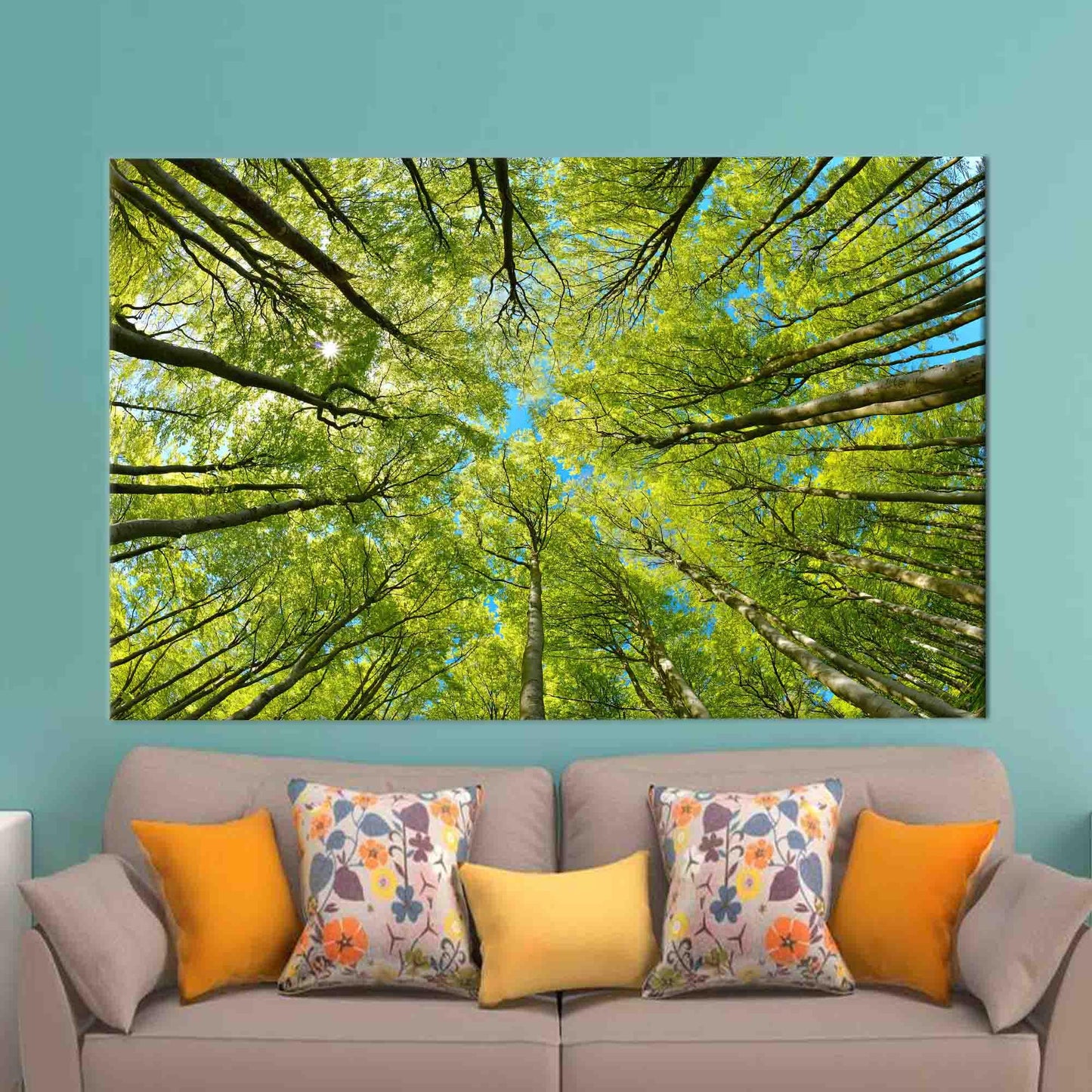Green Tree Branch Landscape 3D Canvas Print