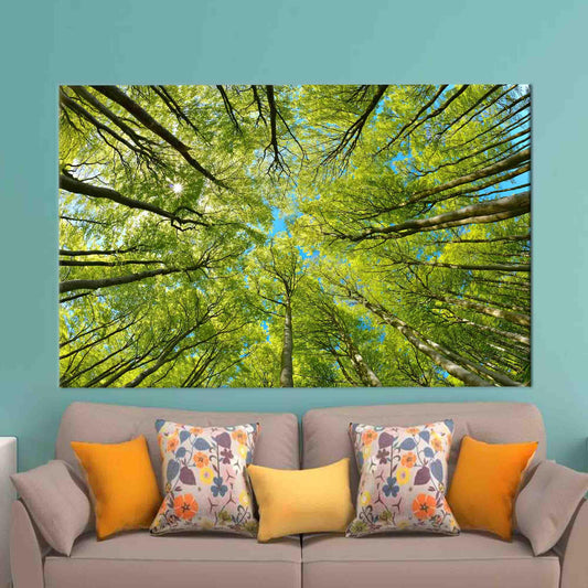 Green Tree Branch Landscape 3D Canvas Print for Christmas Decor and Wedding Art