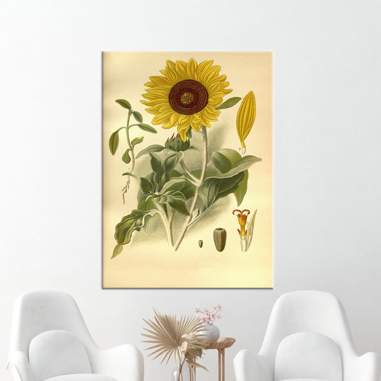 Vintage Sunflower Canvas Art, Handmade 3D Flower Canvas Print, Sunflower Painting Canvas Gift