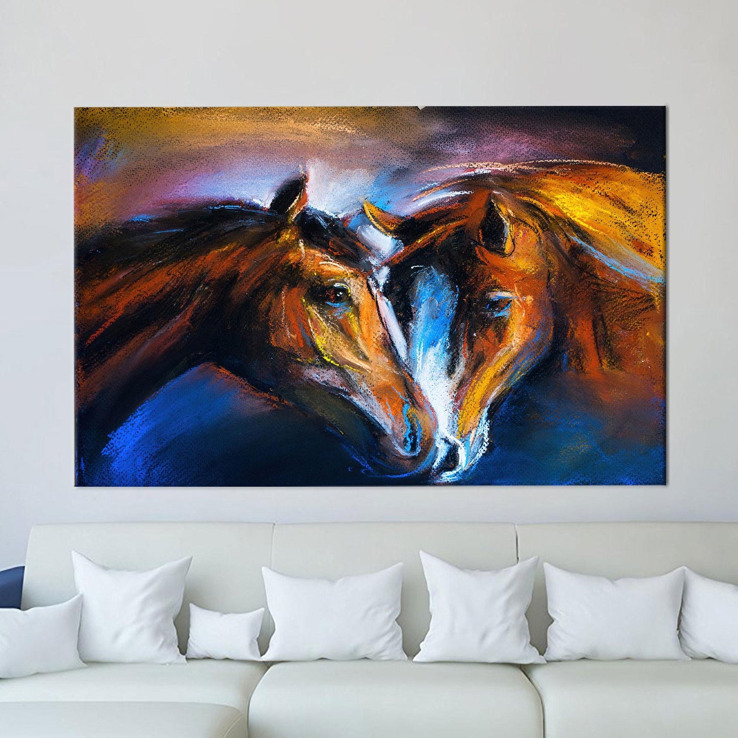 Abstract Horse 3D Canvas Print - Bridesmaid Gift, Animal Art, Two Horses Painting