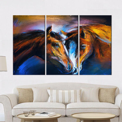Abstract Horse 3D Canvas Print - Bridesmaid Gift, Animal Art, Two Horses Painting