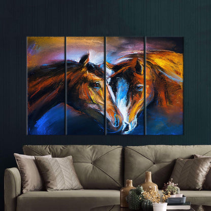 Abstract Horse 3D Canvas Print - Bridesmaid Gift, Animal Art, Two Horses Painting