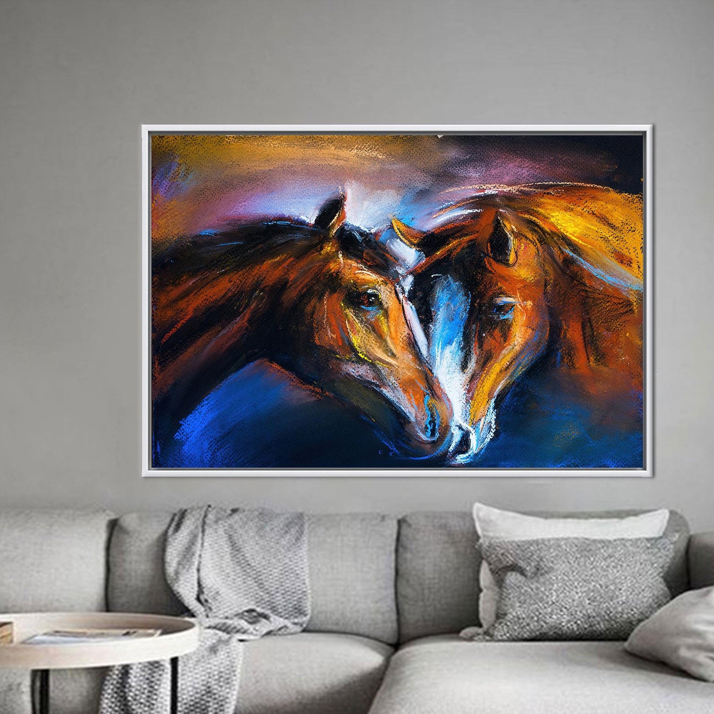 Abstract Horse 3D Canvas Print - Bridesmaid Gift, Animal Art, Two Horses Painting