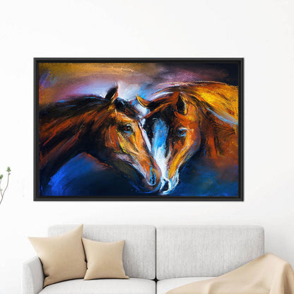 Abstract Horse 3D Canvas Print - Bridesmaid Gift, Animal Art, Two Horses Painting