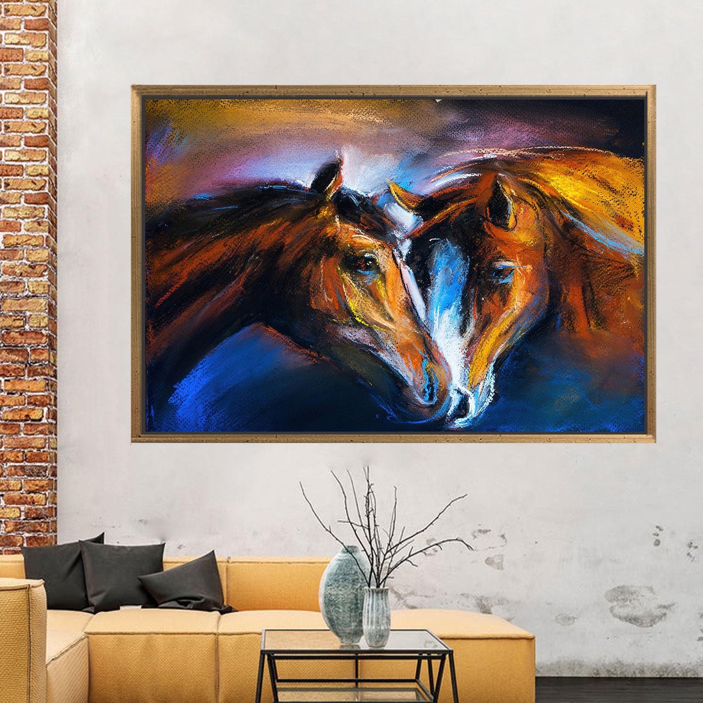 Abstract Horse 3D Canvas Print - Bridesmaid Gift, Animal Art, Two Horses Painting