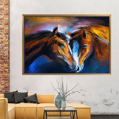 Abstract Horse 3D Canvas Print - Bridesmaid Gift, Animal Art, Two Horses Painting