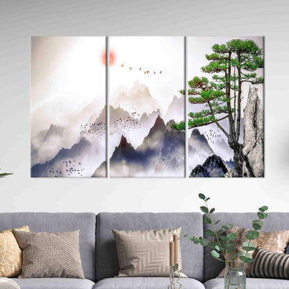 Mountain Bohemian Japanese Landscape Canvas Print