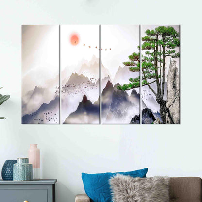 Mountain Bohemian Japanese Landscape Canvas Print