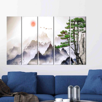Mountain Bohemian Japanese Landscape Canvas Print
