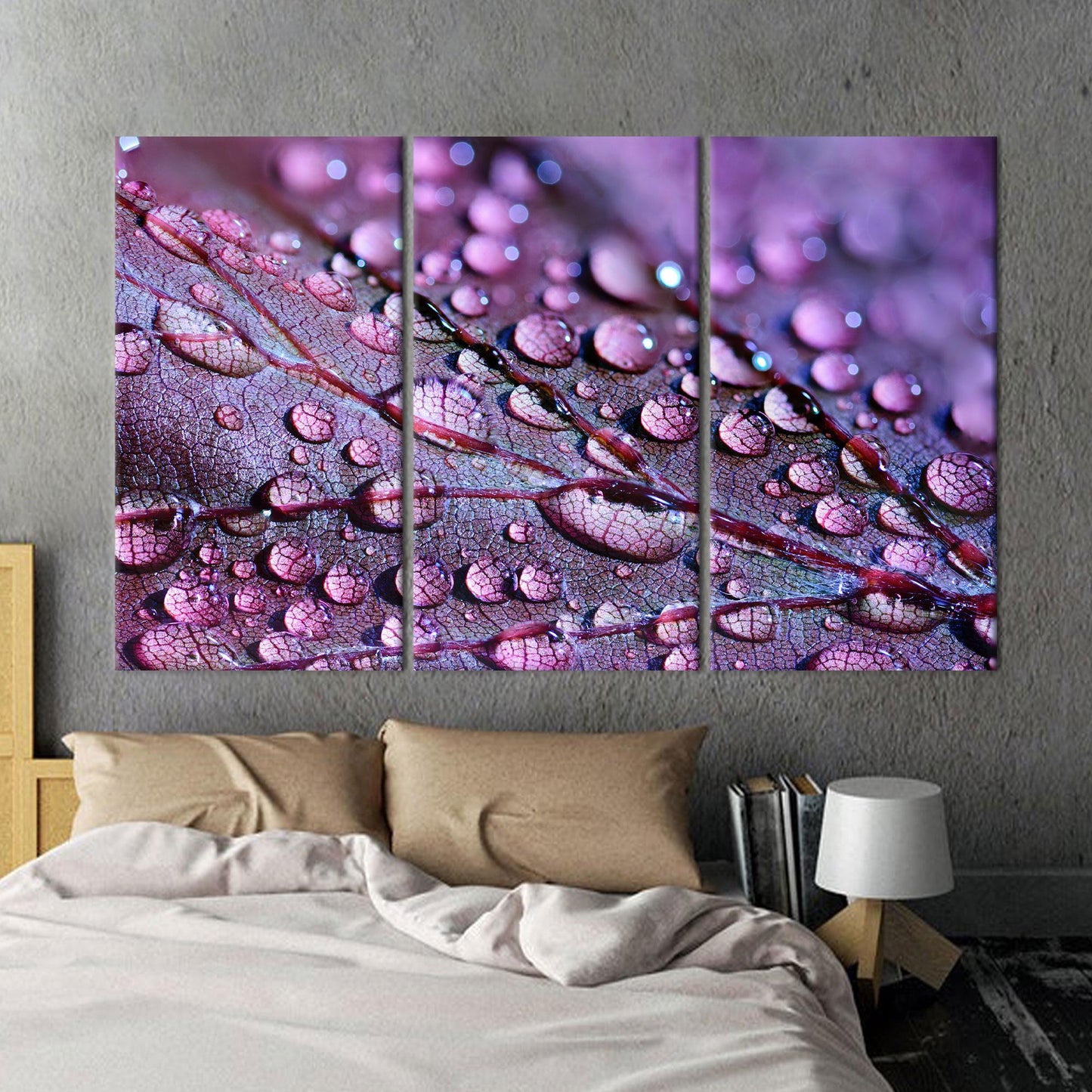 Purple Leaf Floral 3D Boho Canvas Print