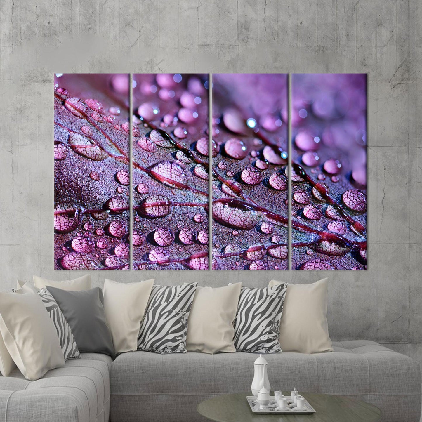 Purple Leaf Floral 3D Boho Canvas Print