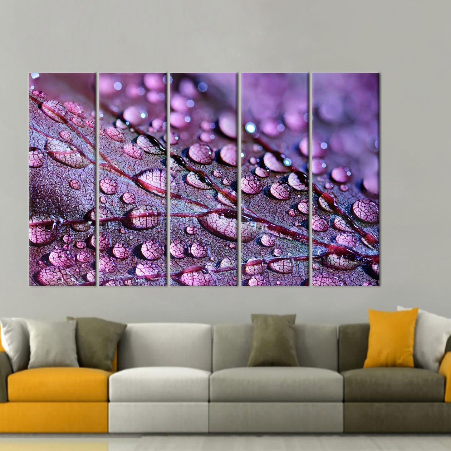 Purple Leaf Floral 3D Boho Canvas Print