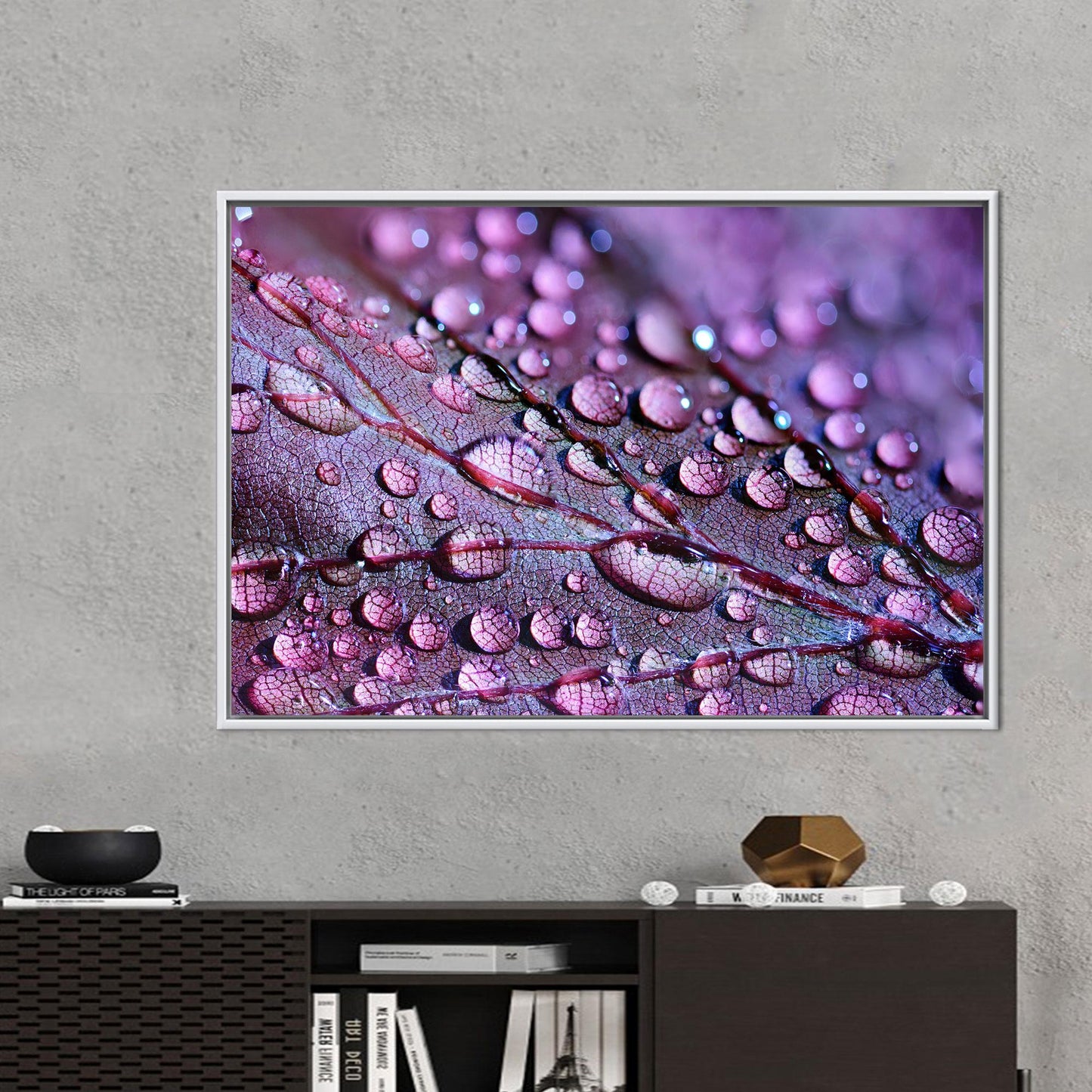 Purple Leaf Floral 3D Boho Canvas Print