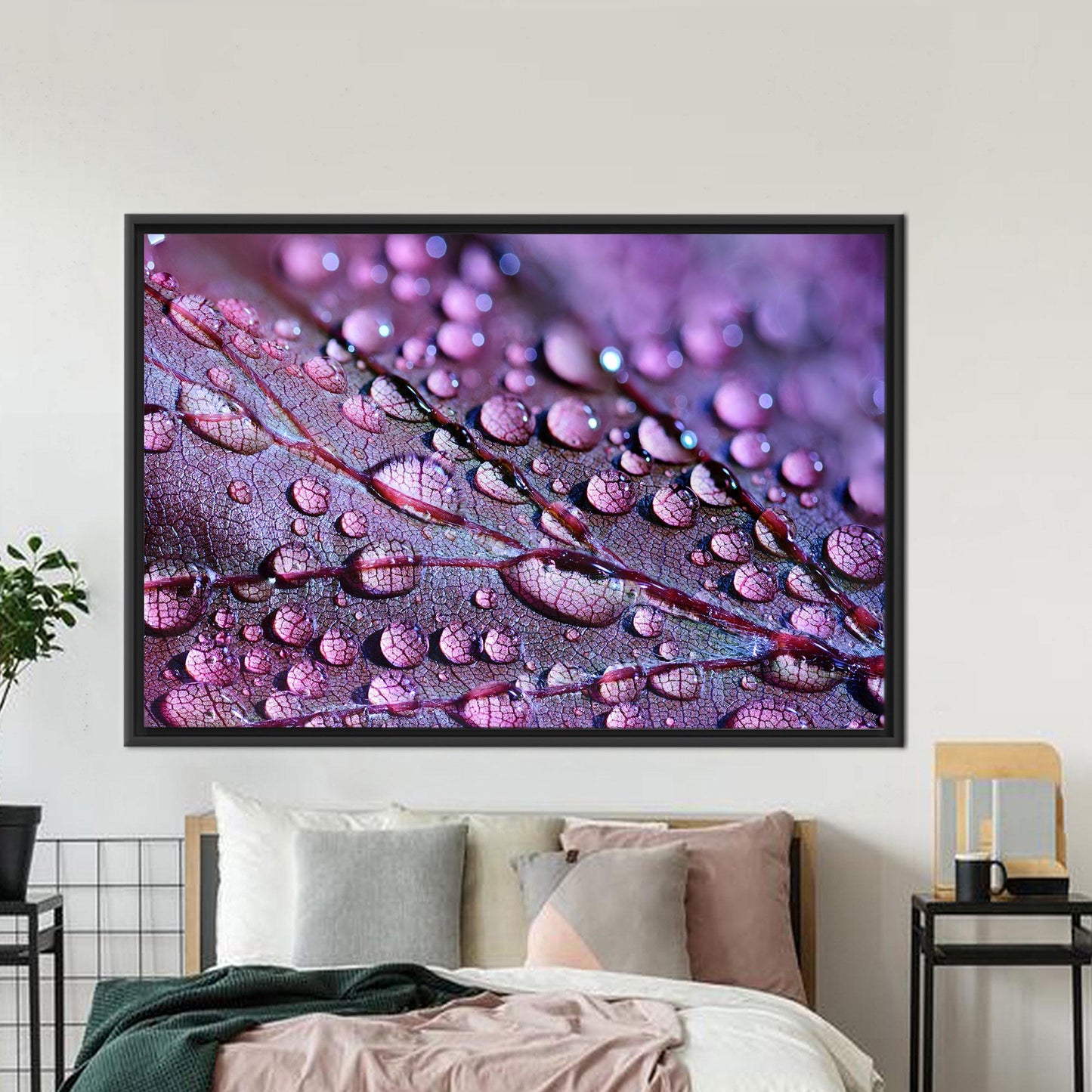 Purple Leaf Floral 3D Boho Canvas Print