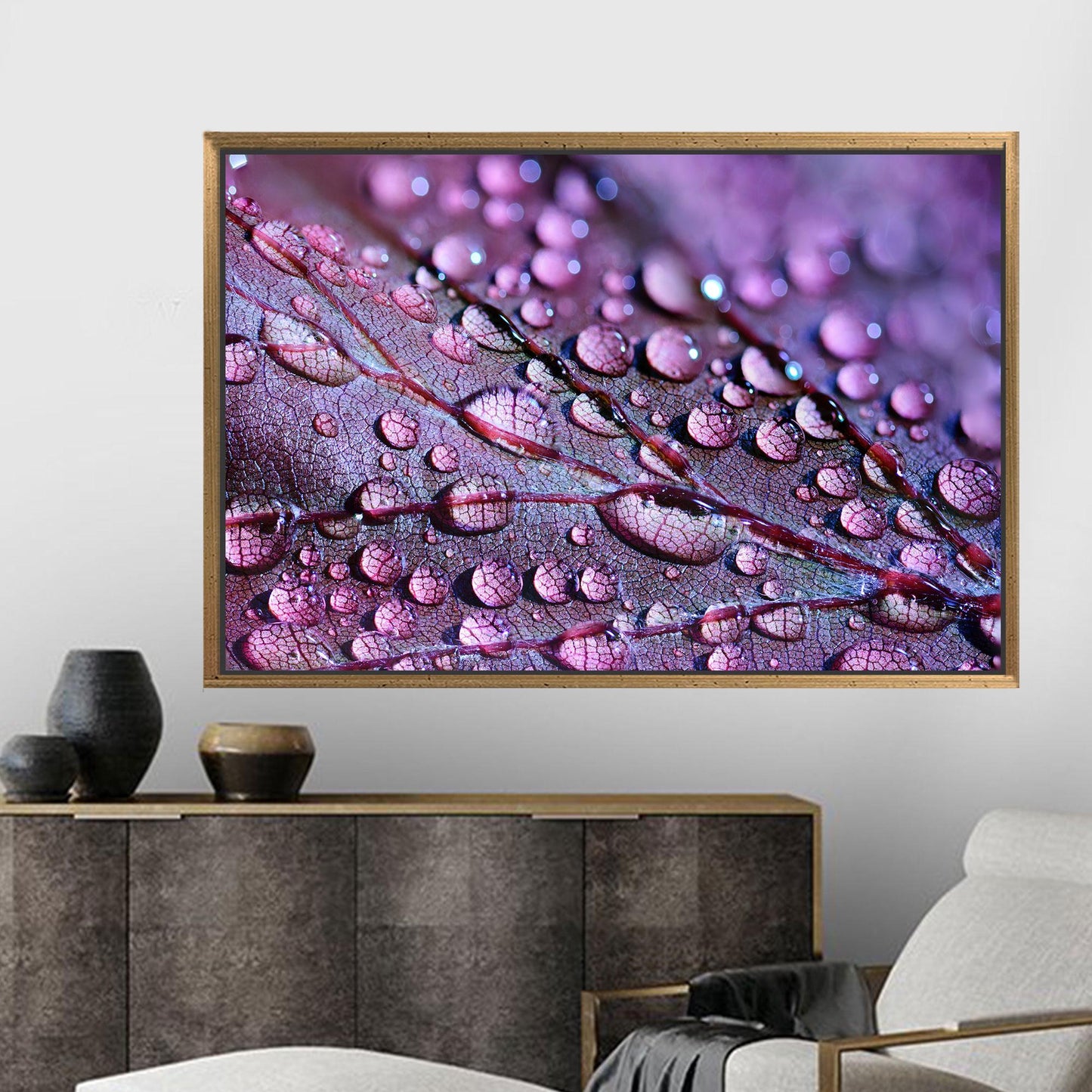 Purple Leaf Floral 3D Boho Canvas Print