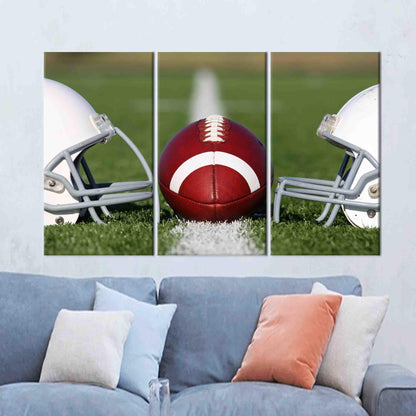 American Football Helmets 3D Canvas Print - Gym Wall Hanging, Christmas Gift