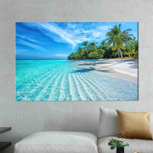 Beach Landscape Canvas Gift: Ocean View Poster with Tropical Ocean Art for Personalized Baby Gift