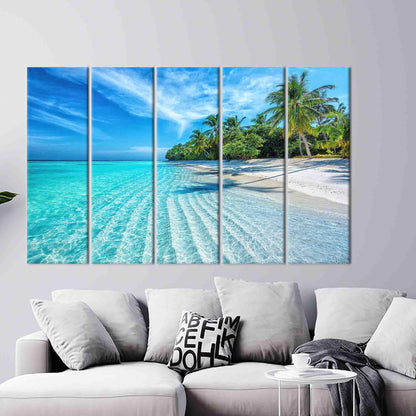 Beach Landscape Canvas Gift: Ocean View Poster with Tropical Ocean Art for Personalized Baby Gift
