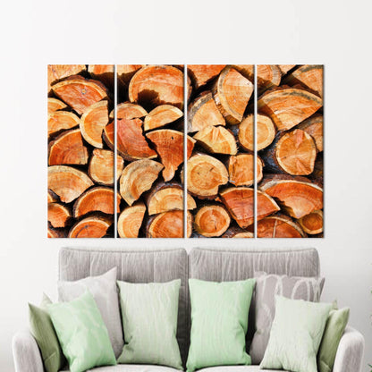 Modern Brown Canvas Print with Wood Ring, Personalized Home Decoration, 3D Wall Hanging