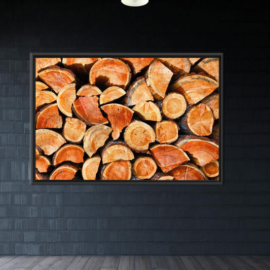 Modern Brown Canvas Print with Wood Ring, Personalized Home Decoration, 3D Wall Hanging