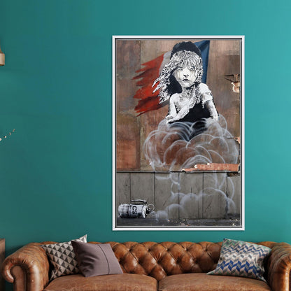 Trendy Banksy Tear Gas Canvas Print: Abstract Decor with Personalized Gift Potential