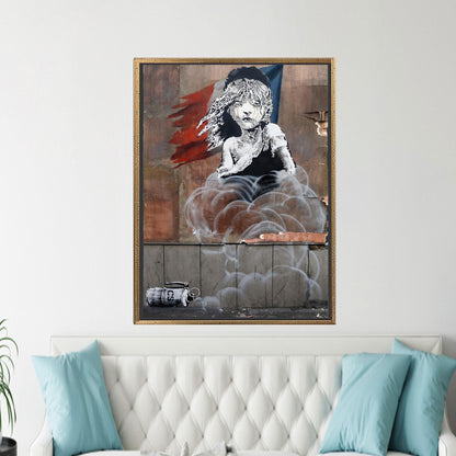 Trendy Banksy Tear Gas Canvas Print: Abstract Decor with Personalized Gift Potential