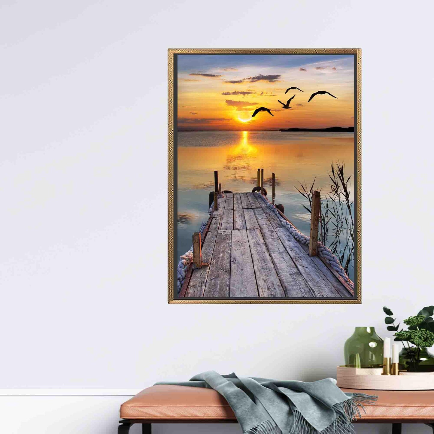 Sunset Sea Wall Art Canvas, Landscape Printed Canvas Poster, Personalized Wedding Gift