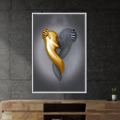 Kissing Couple Metallic Canvas Print