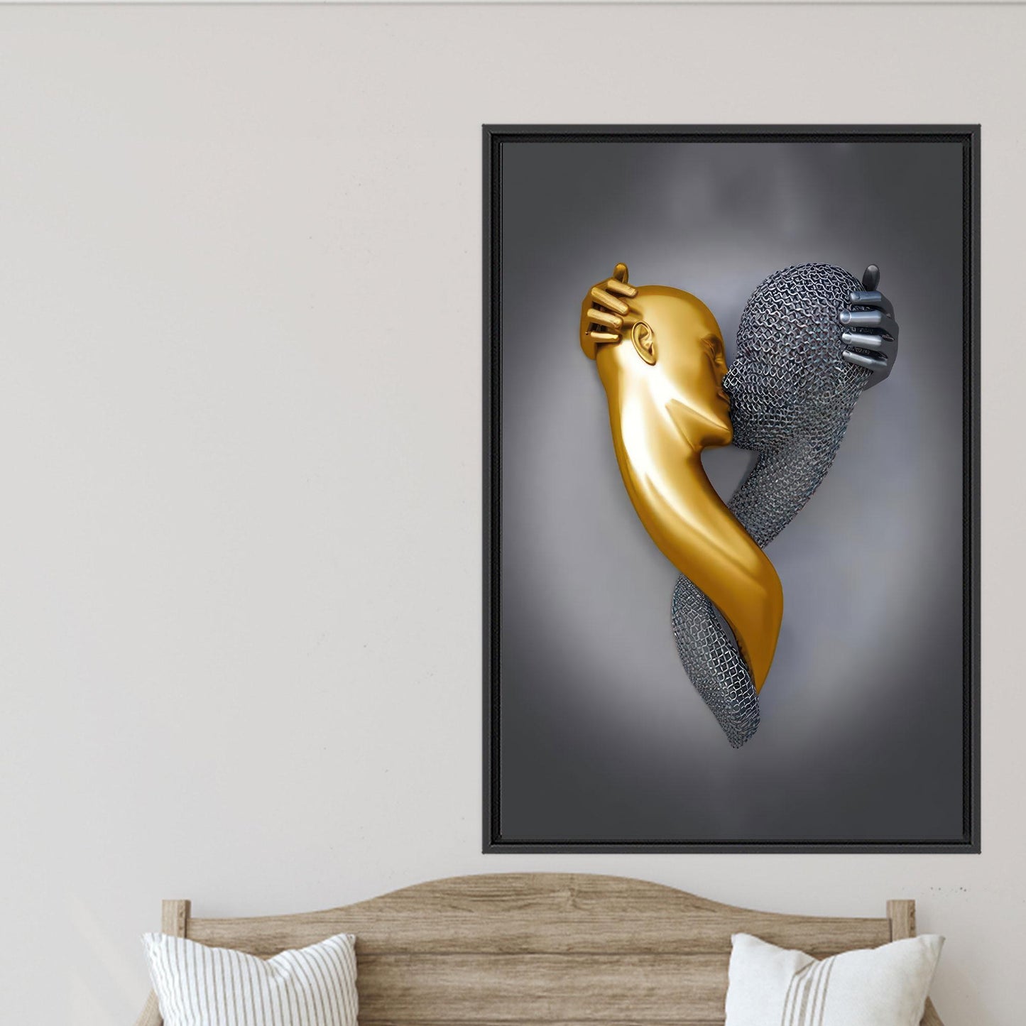 Kissing Couple Metallic Canvas Print