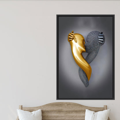 Kissing Couple Metallic Canvas Print