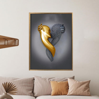 Kissing Couple Metallic Canvas Print