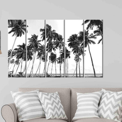 Black Palm Trees 3D Handmade Canvas Print
