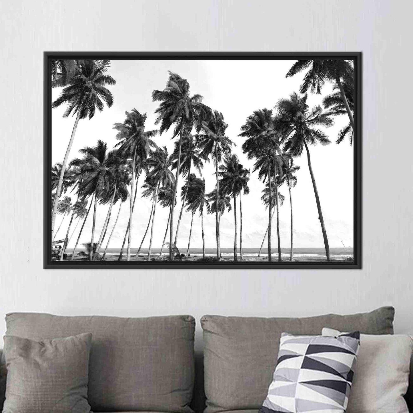 Black Palm Trees 3D Handmade Canvas Print