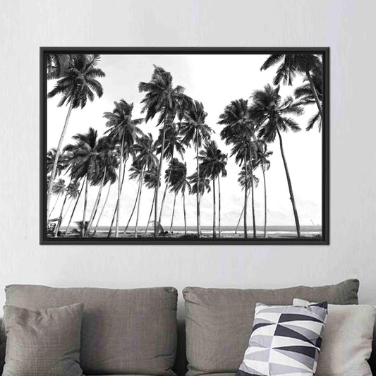Modern Black Palm Trees 3D Canvas Print - Handmade Landscape Art for Home Decor