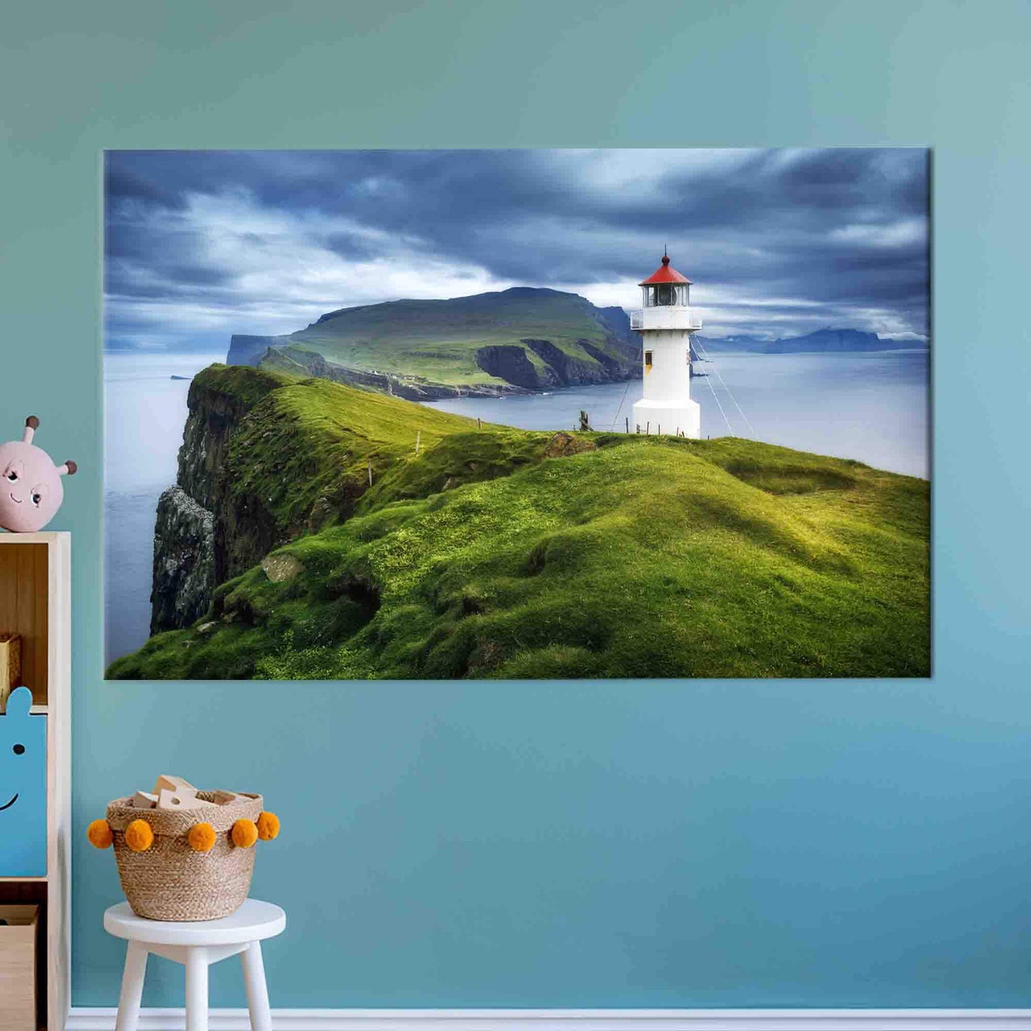 Mykines Lighthouse Faroe Islands Floating Canvas Print