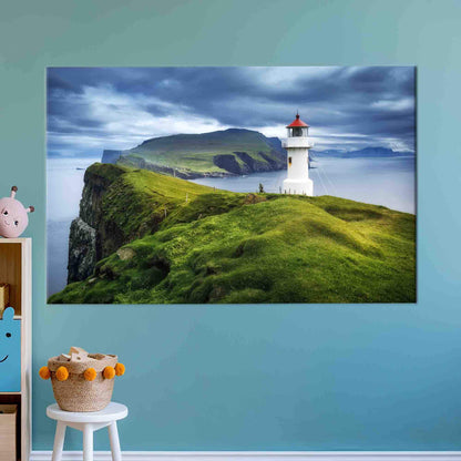 Mykines Lighthouse Faroe Islands Floating Canvas Print