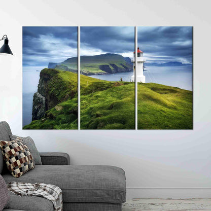 Mykines Lighthouse Faroe Islands Floating Canvas Print