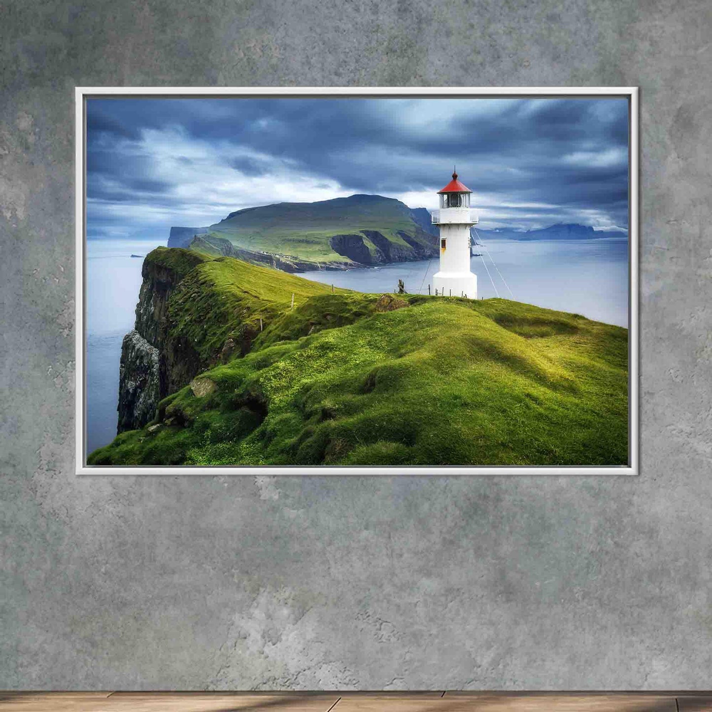 Mykines Lighthouse Faroe Islands Floating Canvas Print