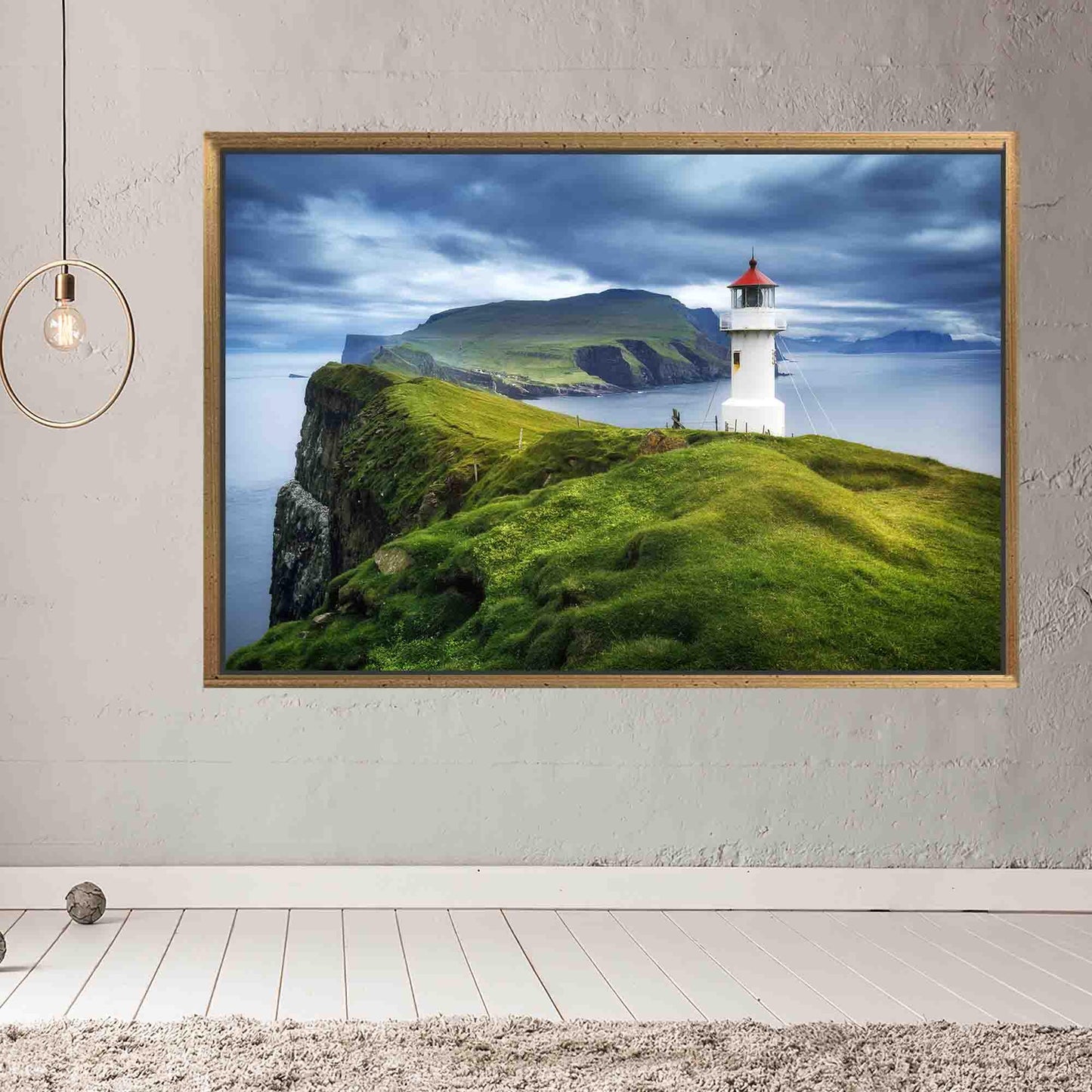 Mykines Lighthouse Faroe Islands Floating Canvas Print