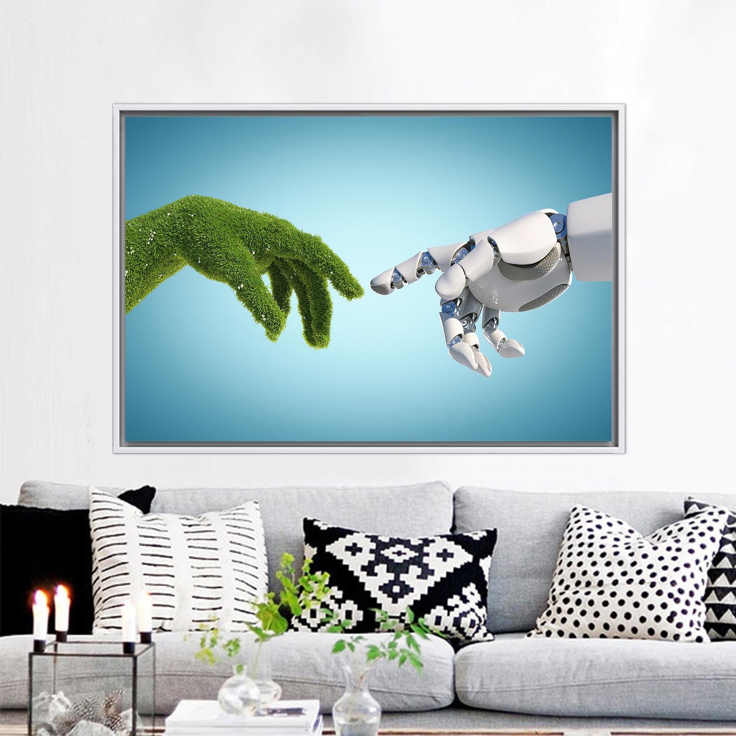 Michelangelo Creation Adam Abstract Canvas Print