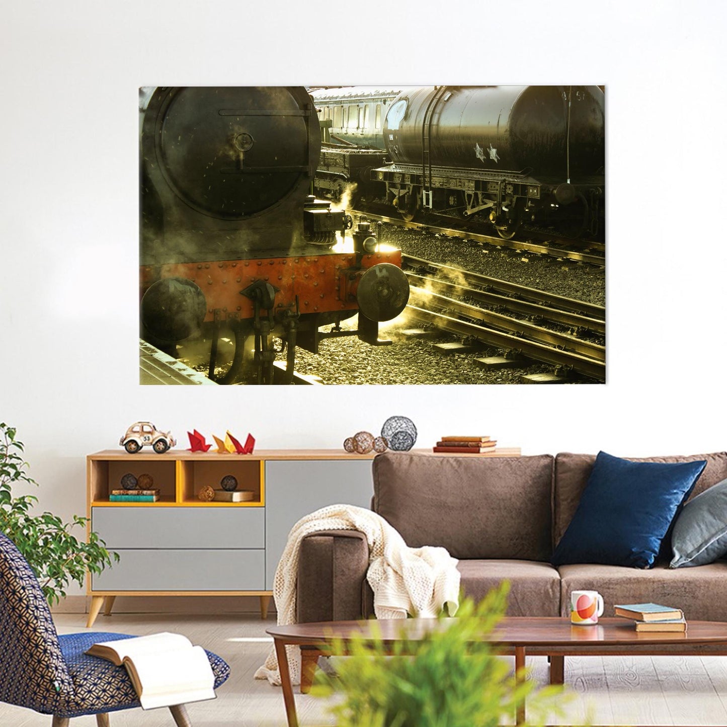 Steam Train Coal Track Minimalist Canvas Print