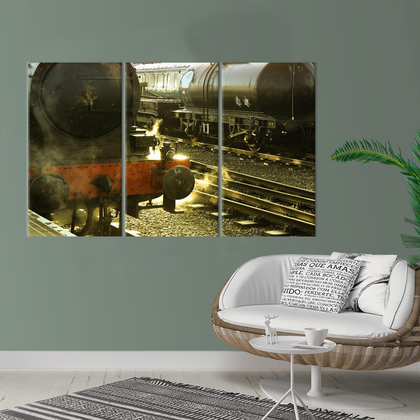 Steam Train Coal Track Minimalist Canvas Print