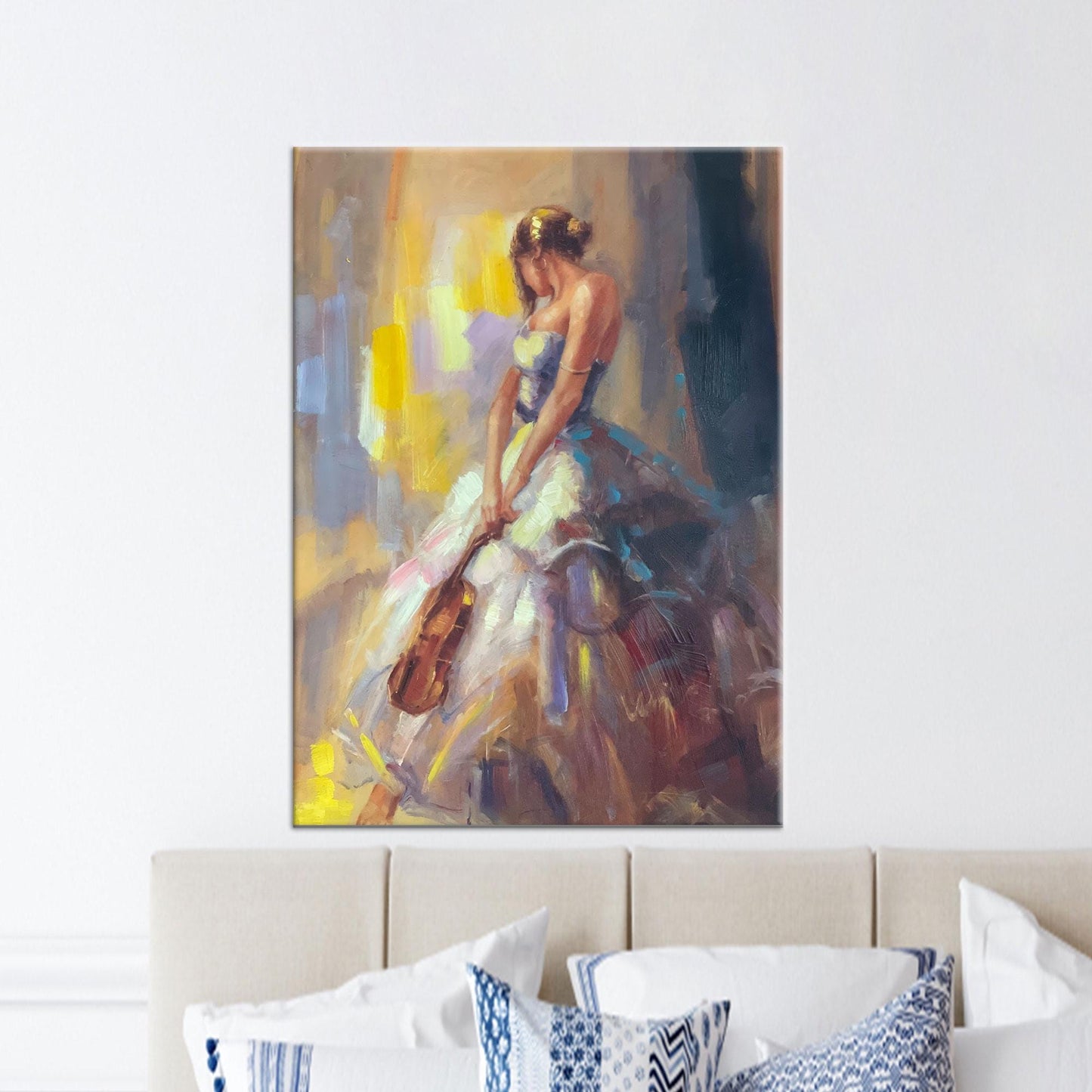 Woman Violin Living Canvas Print