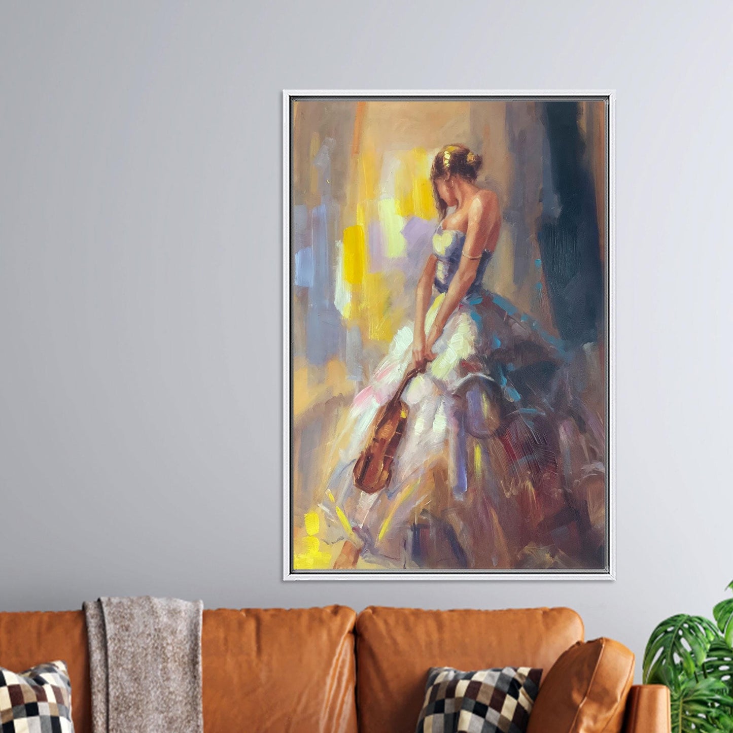 Woman Violin Living Canvas Print