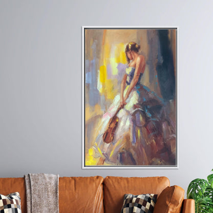 Woman Violin Living Canvas Print