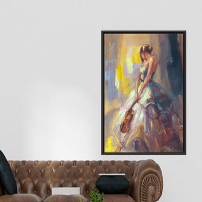 Woman Violin Living Canvas Print