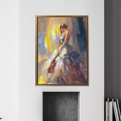 Woman Violin Living Canvas Print